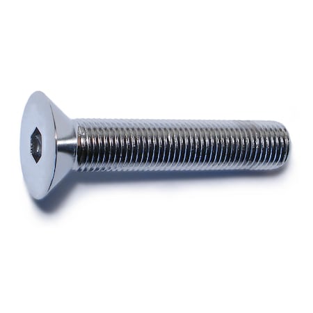 Midwest Fastener 3/8"-24 Socket Head Cap Screw, Flat, Chrome Plated Steel, 2 in Length, 5 PK 79954